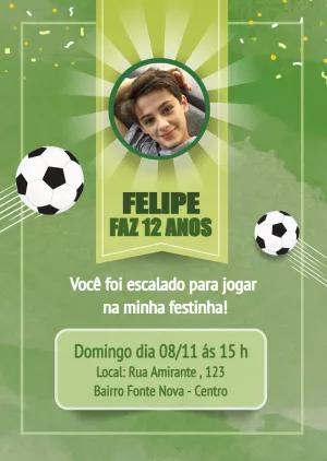 Convite Aniversário Futebol com Foto para Editar Online