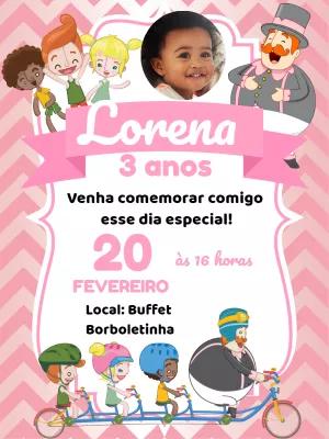 Convite Aniversário Mundo Bita com Foto para Editar Online