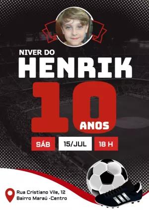 Convite Aniversário Futebol com Foto para Editar Online