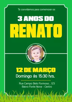 Convite Aniversário Futebol com Foto para Editar Online