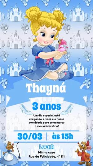 Convite de Aniversário Cinderela Baby para Editar Online