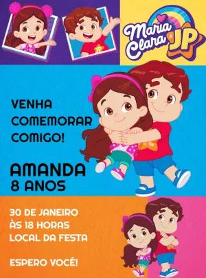 Convite de Aniversário Maria Clara e JP para Editar Online