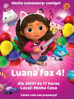 Convite Aniversário Casa Mágica da Gabby para Editar Online