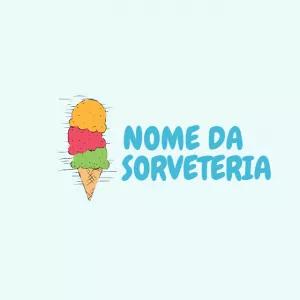 Logo para Sorveteria com Casquinha Colorida para Editar Online