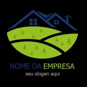 Logo Imobiliária com Casas e Colinas para Editar Online