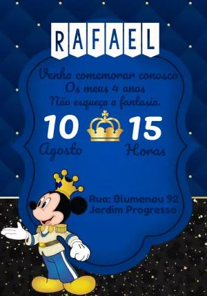 Convite Aniversário Mickey Príncipe para Editar Online