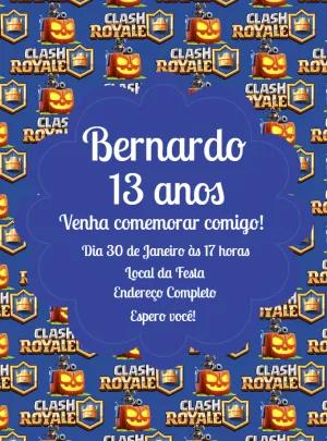 Convite Aniversário Clash Royale com Personagens para Editar Online