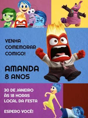 Convite de Aniversário Divertida Mente para Editar Online