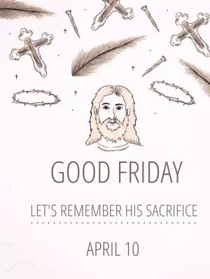 Good Friday Post with Religious Illustrations to Edit Online
