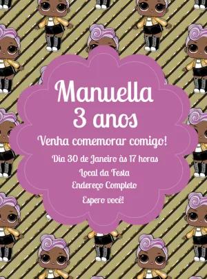 Convite Aniversário Boneca LOL Surprise para Editar Online