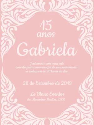 Convite de 15 anos Rosa com Arabescos para Editar Online