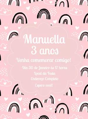 Convite de Aniversário Arco-Íris Boho para Editar Online