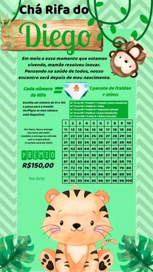 Chá Rifa Safari com Animais da Selva para Editar Online