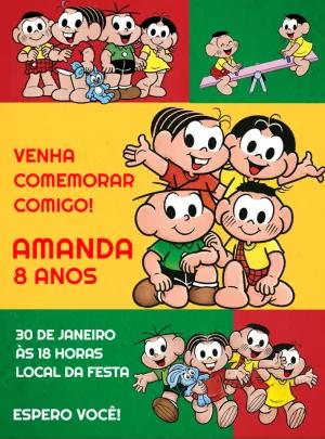 Convite de Aniversário Turma da Mônica para Editar Online