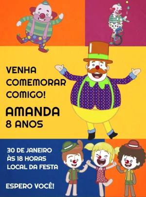 Convite Aniversário Circo Mundo Bita para Editar Online