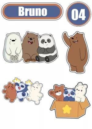Topo de Bolo Urso sem Curso para Editar e Imprimir Grátis