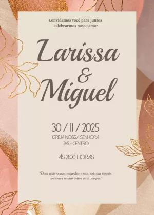 Convite de Casamento Floral Dourado para Editar Online