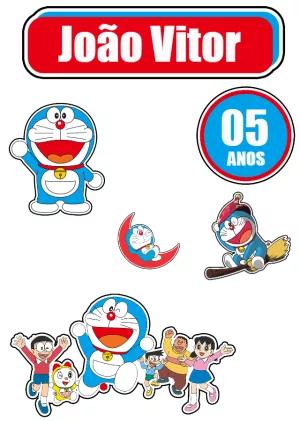 Topo de Bolo Doraemon e Turma para Aniversário para Editar