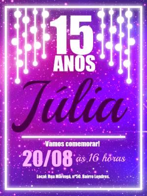 Convite 15 Anos Tema Euphoria Neon para Editar Online