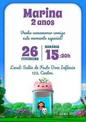 Convite Aniversário A Casa Mágica da Gabby para Editar Online