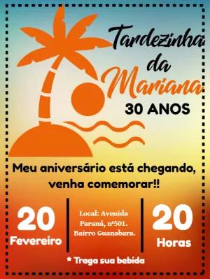 Convite de Aniversário Tardezinha Tropical para Editar Online