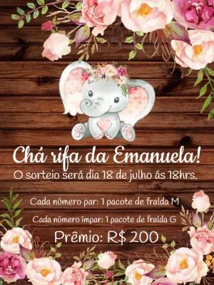 Convite Chá Rifa Elefantinha Floral para Editar Online