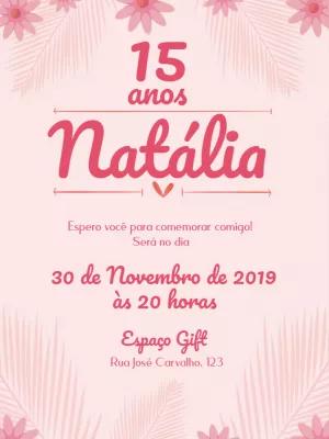 Convite de 15 Anos Floral Rosa para Editar Online