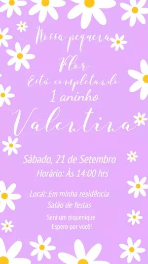 Convite Aniversário Margaridas Delicado para Editar Online