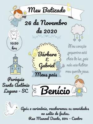 Convite de Batizado Anjinho Menino para Editar Online
