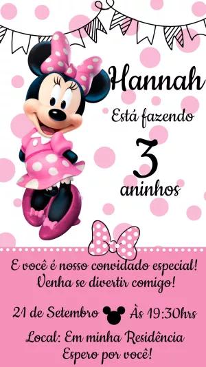 Convite Aniversário Minnie Mouse Rosa para Editar Online