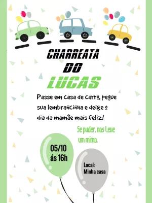 Convite Charreata Carrinhos para Menino para Editar Online