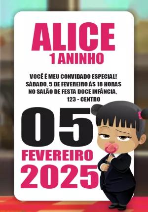 Convite Aniversário Poderosa Chefinha para Editar Online