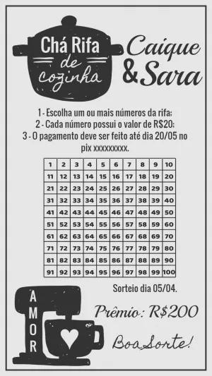 Chá Rifa de Cozinha Estilo Lousa para Editar Online