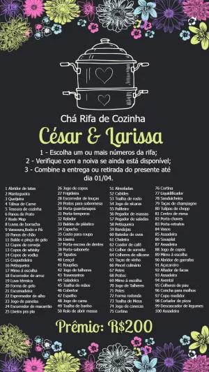 Convite Chá Rifa de Cozinha Chalkboard Editável Online
