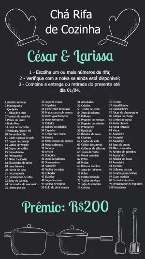Chá Rifa de Cozinha Estilo Lousa para Editar Online
