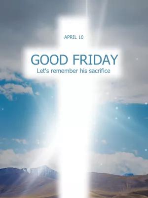 Good Friday Editable Post with Luminous Cross to Customize