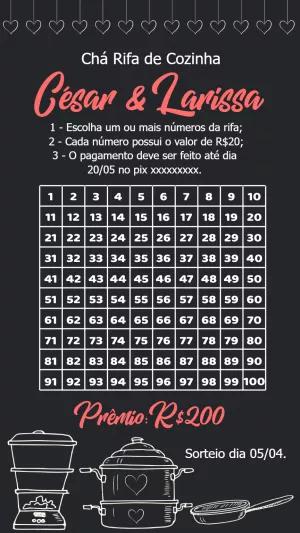 Rifa Chá de Cozinha Estilo Lousa para Editar Online