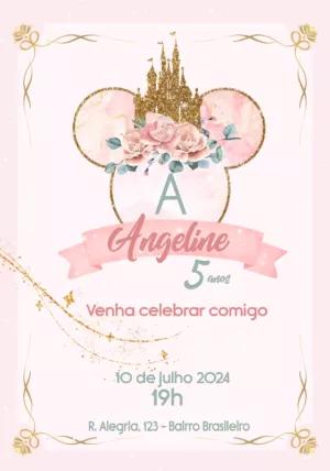 Convite Aniversário Minnie Princesa Castelo para Editar Online