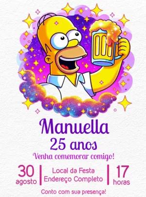 Convite Aniversário Homer Simpson para Editar Online