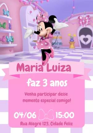 Convite Aniversário Minnie Loja de Laços para Editar Online