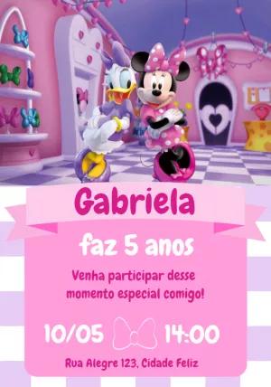 Convite Aniversário Minnie Loja de Laços para Editar Online