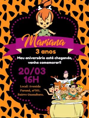 Convite Aniversário Flintstones com Pedrita para Editar Online