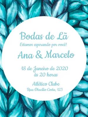 Convite Bodas de Lã com Fundo de Tricô para Editar Online