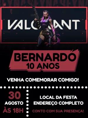 Convite Aniversário Valorant com Reyna para Editar Online