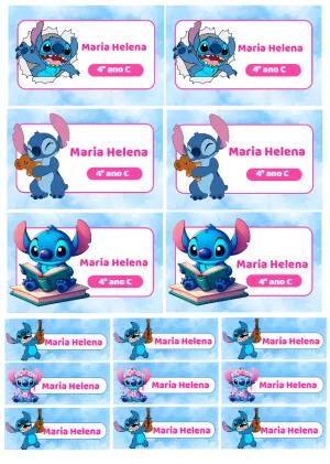 Etiqueta Escolar do Stitch para Editar e Imprimir Online