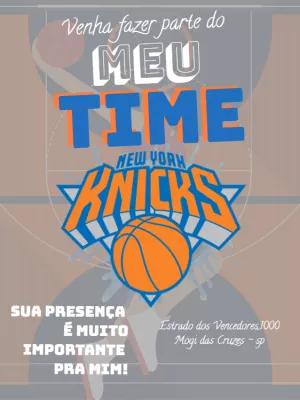 Convite Aniversário Basquete Knicks para Editar Online