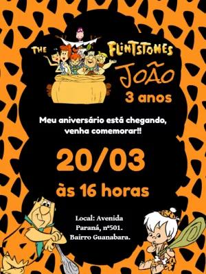 Convite de Aniversário Flintstones com Personagens para Editar