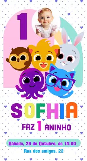 Convite de Aniversário Bolofofos com Foto para Editar Online