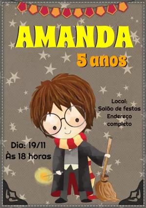 Convite Aniversário Harry Potter Editável Online para Imprimir