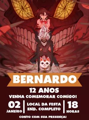 Convite Aniversário Dandadan com Personagens para Editar Online